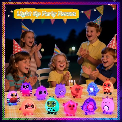 Glow in The Dark Party Favors, Light Up 3D Animal Pop Suction Toys, Silicone Fidget Sensory Toys, Goodie Bag Stuffers, Birthday Gifts, Carnival Prizes, Pinata Stuffers - image 5
