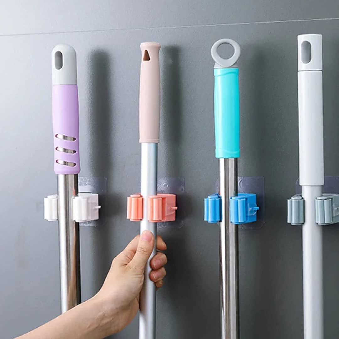 JSJPO Plastic Mop Holder Wall Mounted Self Adhesive Broom Stick Holder, Anti-Slip Broom Organizer, Multifunction Mop & Broom Stand for Kitchen, Bathroom, Home (Multicolor) Set of (4) (B09ZZD198Y) Amazon Price History, Amazon Price Tracker