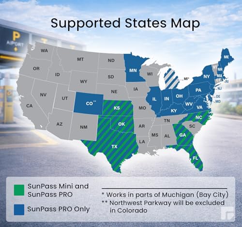 Image of Sun Pass Pro Universal Toll Transponder - Prepaid Electronic Pass for Florida & 21 Additional States (PRO)