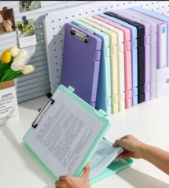 Image of clipboard Box a4 File Folder Document Organizer File case with Clip Portable File Holder Office Storage Folder School clipboard case
