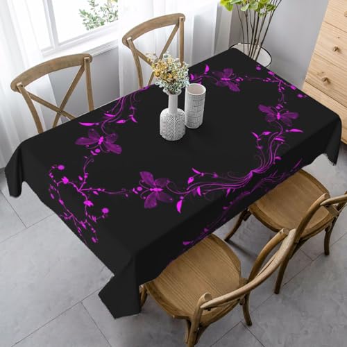 Uusnwaa Mantel rectangular con estampado de mariposas moradas y negras, 89 x 139 cm, resistente a las arrugas y a las manchas, lavable, para comedor, fiesta, hogar