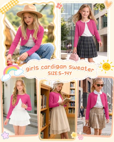 Image of Girls Uniform Cardigan | Cropped Bolero Shrug with Long Sleeves, Button Front Knit Sweater, Soft Preppy School Cardigan for Cute Daily Wear