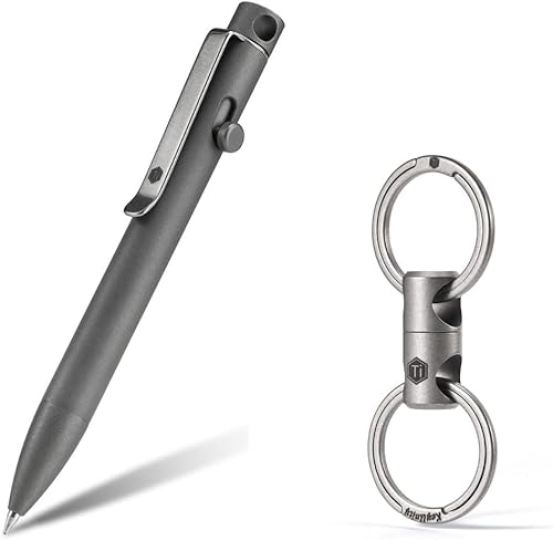 KeyUnity KP03SW Titanium EDC Bolt Action Pen & KA15 Llavero giratorio de doble extremo