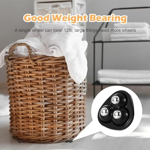 Mini Casters 12Pcs 360° Rotation Self Adhesive Caster Wheels for Kitchen Counter Furniture Stainless Steel