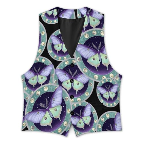 Luna Hawkmoth Trendy Vest Suit for Men V Neck Formal Dress Waistcoat Vests Business Slim Fit2