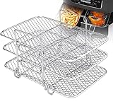 Dörrgitter für Ninja Air Fryer,SHUOMAO 304 Grillrost Multi-Layer Dörrgerät Toast Rack Air Fryer Stapelbar Zubehör kompatibel mit Ninja Foodi Heißluftfritteuse AF300EU/AF400EU