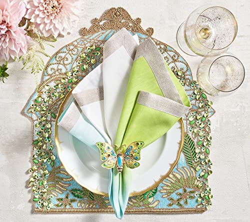 Kim Seybert Arbor Napkin Rings In Blue & Green, Set Of 4 #TOP1