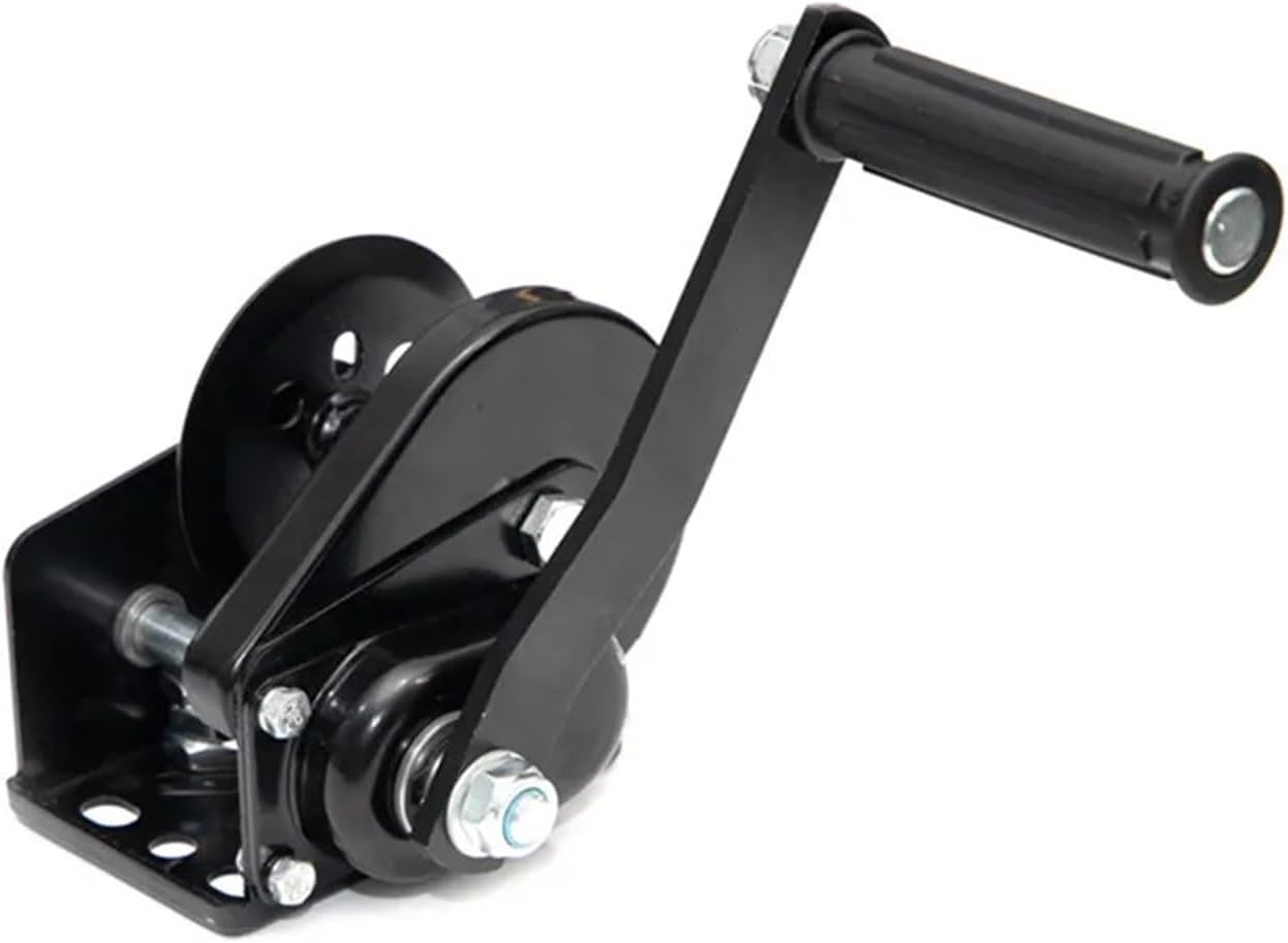 Hand Winch 1600lbs Double Side Lock Brake with Friction Automatic Brake for Vertical Lifting, Ideal for Boat, Trailer, Caravan, Marine Applications