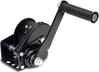 Power Hand Winch Puller High Carbon Steel Self-Braking Auto Brake Hand Winch 800lbs, Vertical Lifting Boat Trailer Winch Manual Winch for Motor Hoisting, Shafts and Gears