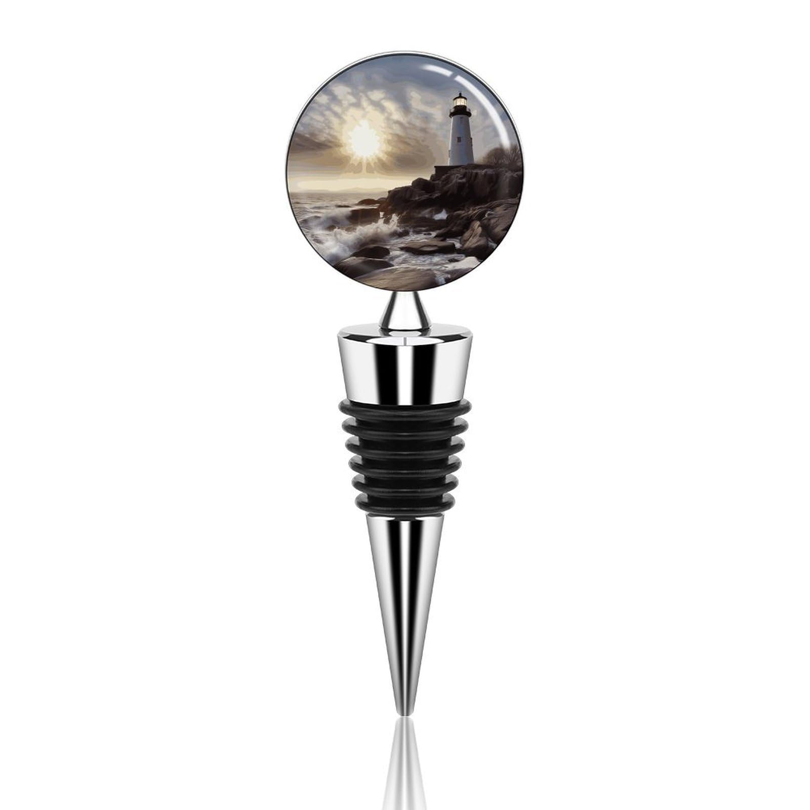 Bouchon de bouteille de vin réutilisable phare rochers, le cadeau parfait pour passionnés