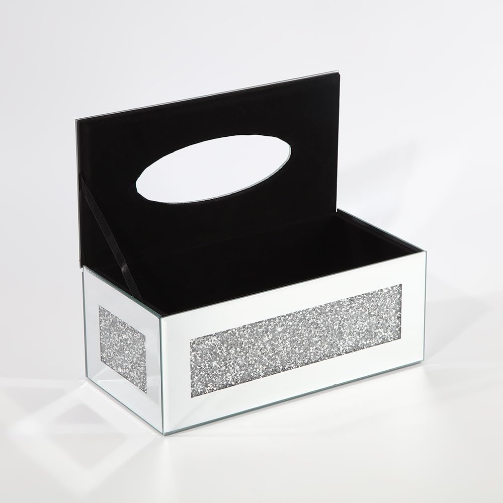 Caja De Pañuelos Cristal Artesanía Adornos Organizador Mesa Café Escritorio Simple (Rectangular A)