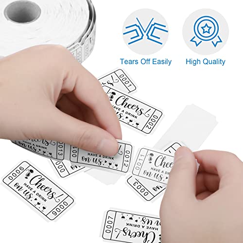 White Drink Tickets Roll Raffle Tickets 2" X 1" For Events Entry Wedding Parties Class Reward Fundraiser Prizes, Single Roll (1 Roll) #TOP4