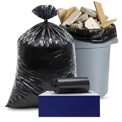 Plasticplace Contractor Trash Bags 42 Gallon │ 6.0 Mil │ Black Heavy Duty Garbage Bag │ 33” x 48” (25 Count)
