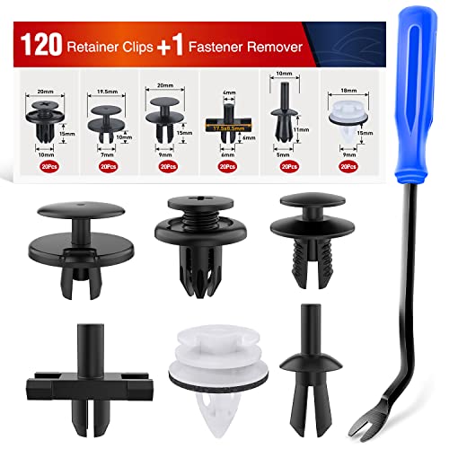 Image of Nilight 120PCS Car Retainer Clips Fastener Remover 5mm 6mm 7mm 9mm 10mm Expansion Screws Replacement Kit Bumper Push Rivet Clips for GM BMW Honda Mercedes-Benz, 2 Years Warranty