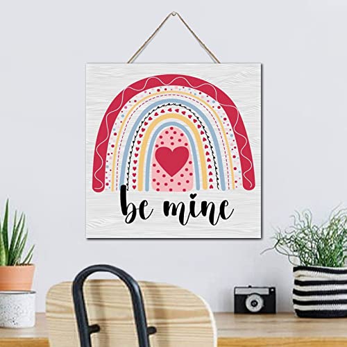 Plaque en bois rustique Be Mine : citation murale 30x30 cm