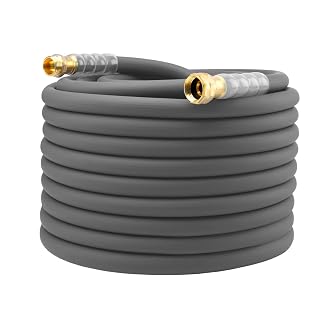 Heavy Duty Premium Garden Hose 125ft x 5/8", 300PSI Working, 1000PSI Burst, Hybrid Rubber Water Hose with Transparent Swivel Handle - Hot/Cold Water - Five Layered Braiding with Brass fittings (Grey)