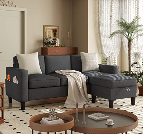 Youmumeub Convertible Sectional Sofa Couch, L-Shaped Couch 3-Seat Sofa With Storage Reversible Chaise, Sectional Couches For Living Room, Apartment And Small Space (Dark Grey) #TOP3