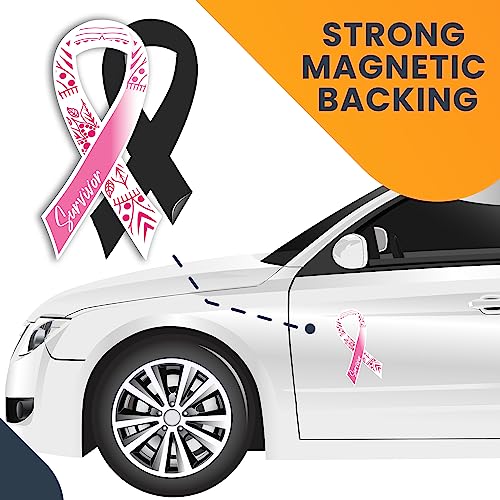 Image of Magnet Me Up Breast Cancer Awareness Pink Mandala Survivor Ribbon Magnet Decal, 3.5x7 Inches, 2 Pack Automotive Magnet for Car Truck SUV, Celebration of Strength, Admiring Survivors, Crafted in USA