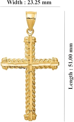Miniatura 5 de Diamond2Deal Colgante de cruz de oro amarillo de 14 k con corte de diamante, joyería fina para mujer (L- 1.713 in, W- 0.915 in), Metal