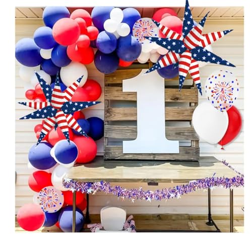 Image of 32 inch American Balloons Patriotic Balloons Star Red White Blue Balloon for Independence Day Party Decorations Memorial Day for the Fallen Party Decor 4th of July Party Decor Veterans Day Balloon USA