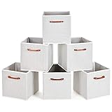 MaidMAX Cloth Storage Bins Cubes Baskets Containers with Wooden Handles for Home Closet Bedroom Drawers Organizers, Foldable, Grey Polka Dot, Set of 6