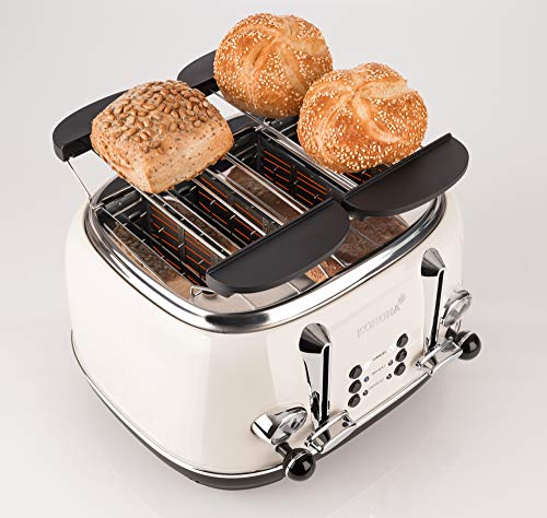 Korona 21676 Toaster, 4 Scheiben, Creme, Röstgrad-Anzeige, auftauen, rösten, aufwärmen, 1630 Watt, Brötchen-Aufsatz… – Bild 3