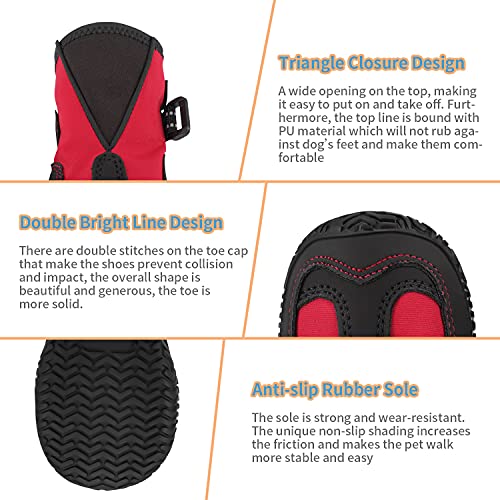 Shandus Dog Boots For Large Medium Small Dogs Anti-Slip, Snow Winter Dog Booties, Dog Shoes For Hot Pavement, Paw Protector For Dogs With Adjustable Reflective Straps, 4Pcs #TOP2