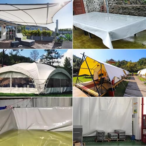 Lona blanca de PVC resistente de 2 x 3 m impermeable para la protección de patios y exteriores 7