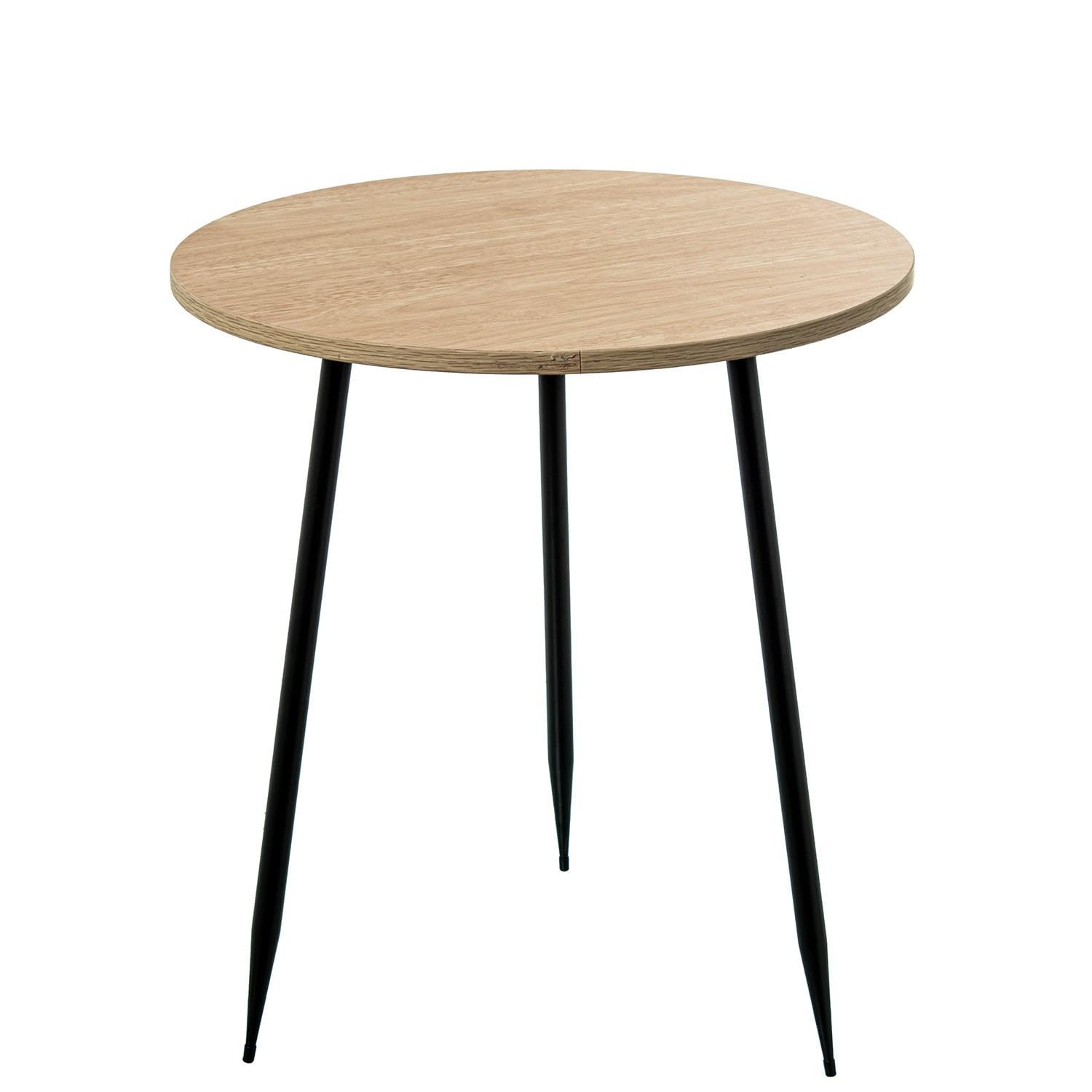 Table d'appoint bois et pieds métal au design géométrique bicolore