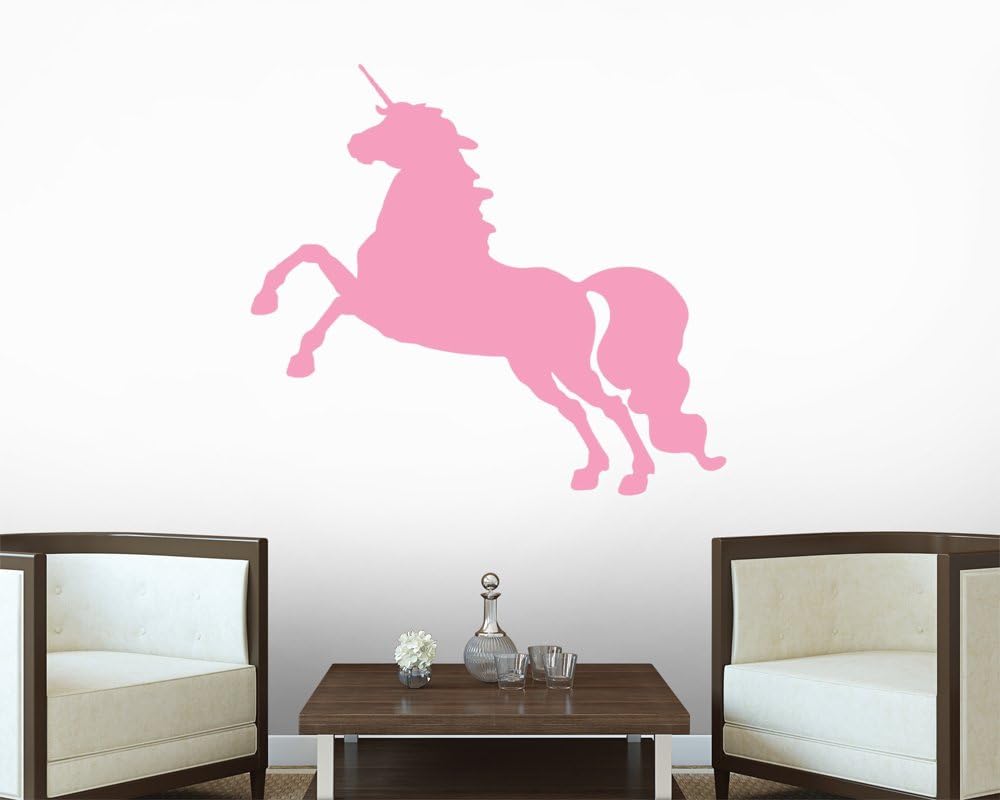 Unicorn Silhouettes Style 5 - Pink Wall Decal - 42 Inches W x 38 Inches H - Peel and Stick Removable Graphic