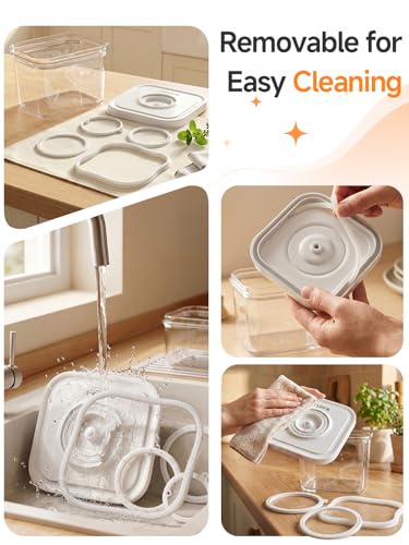 Image of FEPPO Vacuum Sealers Containers for Food Storage, 3 Pcs Set [1* Small, 1* Medium, 1* Large] Works with Handheld Compact Vacuum Sealer Machine for Fridge, Freezer & Pantry, BPA-Free, Date Tracking Lid