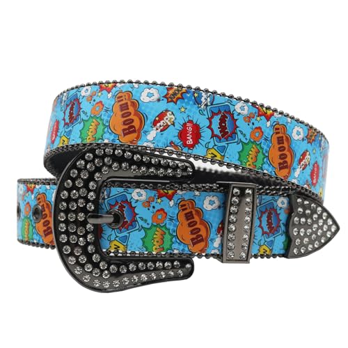 Ceinture en cuir motif graffiti street art unisexe pour jean et pantalon