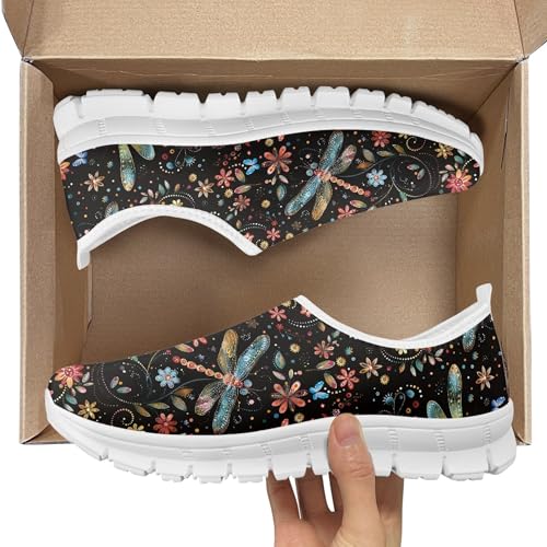 Image of Hummingbird Floral Print Lightweight Walking Shoes for Women Mesh Casual Sneakers Size 5-10.5