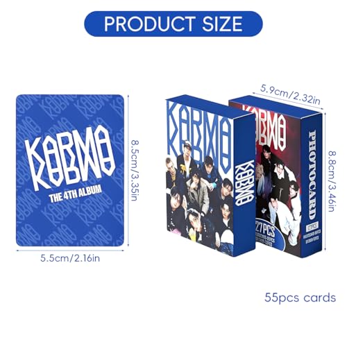 Image of Fancyku K-pop Star Photo Cards Kit 55Pcs Stray Kids Collection Set with 72 Stickers for Fans, Glossy Durable Prints and Creative DIY Gift Idea for Scrapbooks Journals Decor Storage Display (Karma)