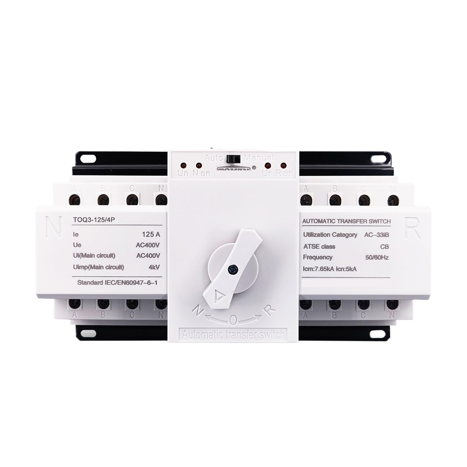 Controlador del conmutador de Transferencia automá Generador de energía de Ciudad, 4P, 125A, trifásico, 4 Cables, 230V, Tipo MCB, Doble Potencia, TOQ3-4P/125 PV