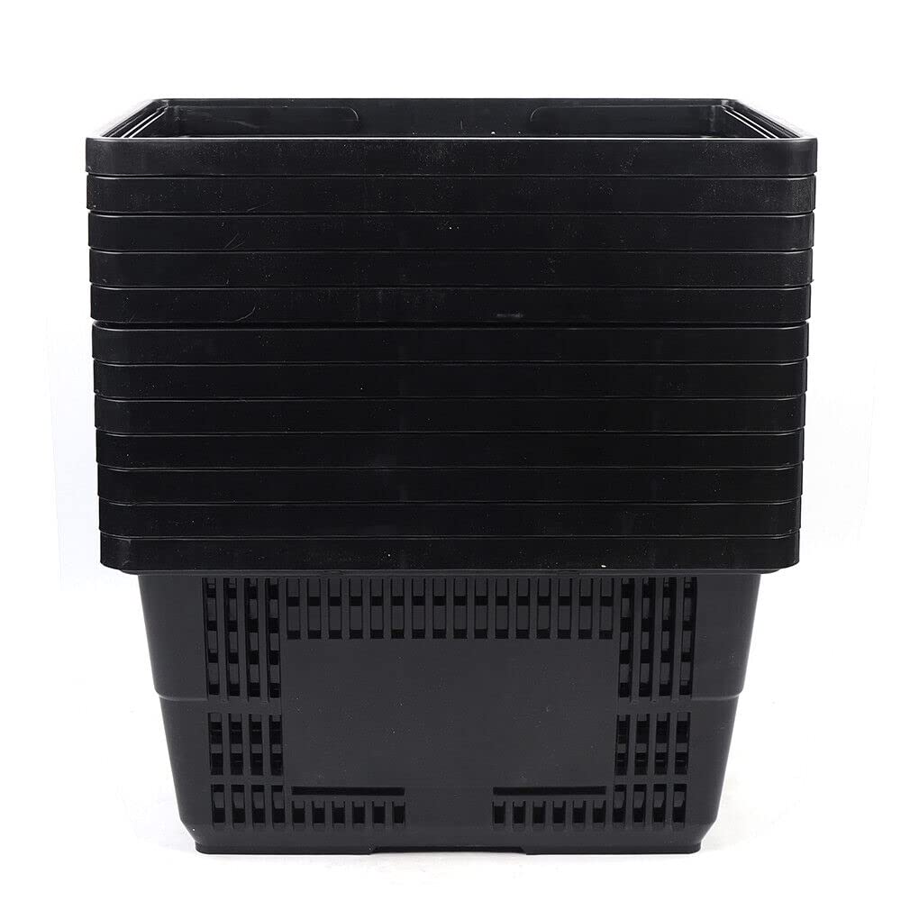 12 Stück Einkaufskorb Kunststoff 28L Kunststoffkorb Körbe Stapelbar Plastikkorb Tragekorb Stabil Handkorb Schwarz 48x33x26cm
