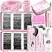 DNSGOOR DIY Lash Extension Kit 590Pcs 9-18mm D Curl Lashes Clusters with Lash Bond and Seal Glue Remover Lash Shampoo Cleansing Brush Headband Wristband Tweezers Eyelash Brush Applicator
