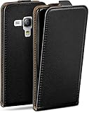 moex Flip Hülle für Samsung Galaxy S3 Mini Hülle klappbar mit 360 Grad Schutz, Handyhülle mit Bildschirmschutz, PU Leder Handytasche Lederhülle, Flip Hülle Cover Klapphülle, Schwarz