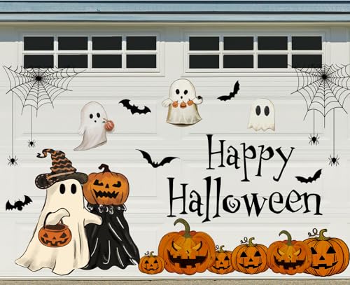JarThenaAMCS 23Pcs Halloween Garage Decoration Magnet Stickers Ghost Pumpkin Bat Refrigerator Decals for Home Party Garage Door Car