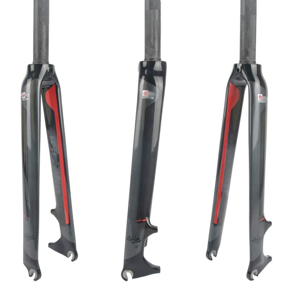 AZQOHMIS Bike Suspension Fork,700C Mountain Bike Front Fork,Bicycle Front Fork Carbon Fiber/Straight Tube 28.6mm * 300mm/Discbrake/Wheel Set Up To 700 * 25C ??(One)
