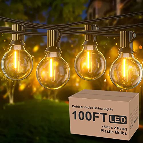 CHARKEE 100 ft Outdoor String Lights,Waterproof Shatterproof Globe LED Patio Lights with 51pcs Bulbs,Outdoor Hanging String G40 Light for Bistro, Cafe & Backyard Balcony,E12 Black,Dimmable,Connectable CHARKEE 100 ft Outdoor String Lights,Waterproof Shatterproof Globe LED Patio Lights with 51pcs Bulbs,Outdoor Hanging String G40 Light for Bistro, Cafe & Backyard Balcony,E12 Black,Dimmable,Connectable