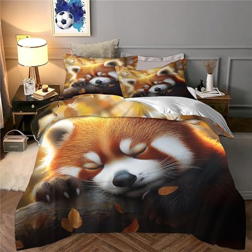 Housse de Couette Panda Roux Endormi 140x200 Imprimé 3D Microfibre - 6