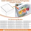 UPGRADED DA97-08693B Refrigerator Crisper Drawer Compatible with Samsung Refrigerator Drawer Replacement Bin RS25J500DSR RS261MDRS RS25H5000SR RS25J500DSG Samsung Fridge Drawers Replacement Part Upper