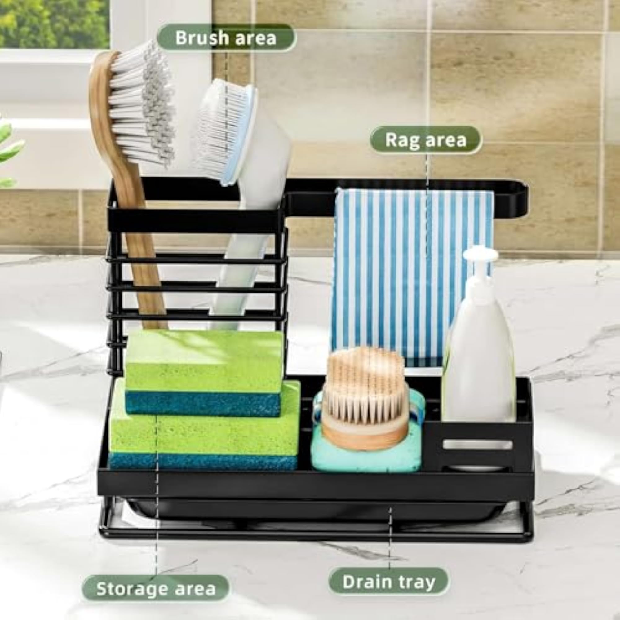 Sink Organizer for Dishwashing Brushes