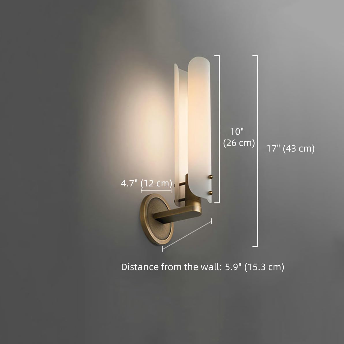 Brass Mid-Century Modern Wall Sconce White Frosted Glass Shade Tube Glass Wall Sconce Cylinder Wall Lamp Antique Gold Bathroom Sconces for Living Room Bedroom - 1 Light