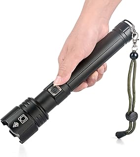Super Bright Flashlight Rechargeable Powerful XHP70 LED Flashlight, LUXNOVAQ 8000 High Lumen Zoomable USB Tactical Flashlights Waterproof Hand Torch Light with 3 Modes Best for Camping