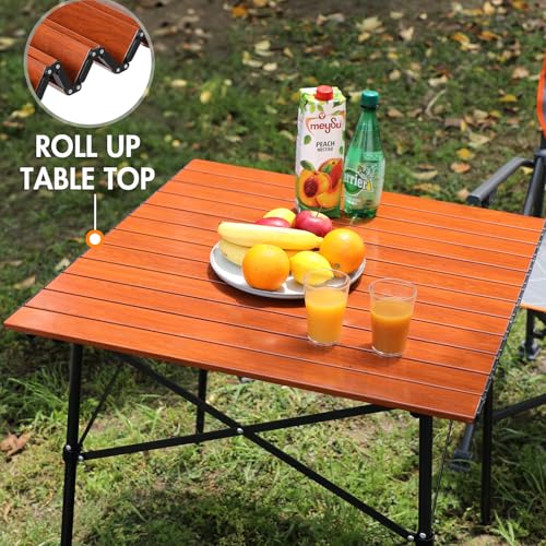 Portal Aluminium Folding Camping Table 70x70cm Square Roll Up Top 4 Person Compact Garden Table with Carry Bag for Picnic Camp Backyard BBQ - Image 3