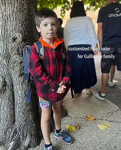 ZENTHACE Kids Toddler Boys Girls Warm Sherpa Lined Plaid Flannel Shirt Jacket,Full-Zip Hooded Sweatshirt4