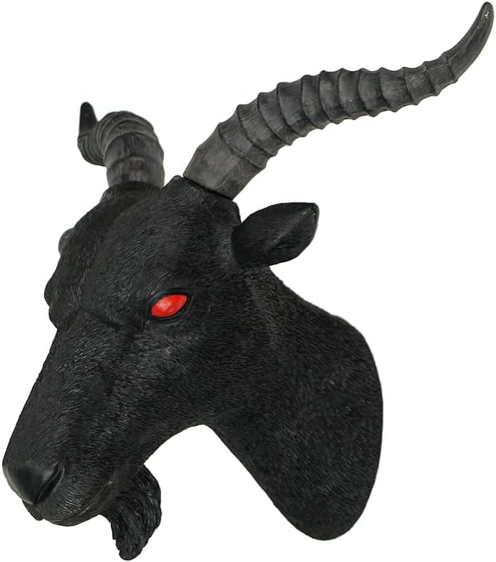 Zeckos 11.5-Inch High Black Finish Baphomet Goat Head Bust Resin Wall Sculpture: A Gothic Decor and Occult Art Piece That Adds Elegance and Intrigue to Your Home