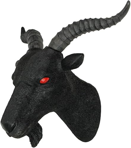 Miniatura 3 de Zeckos Escultura de pared de resina de busto de cabeza de cabra Baphomet con acabado negro de 11.5 pulgadas: una decoración gótica y pieza de arte